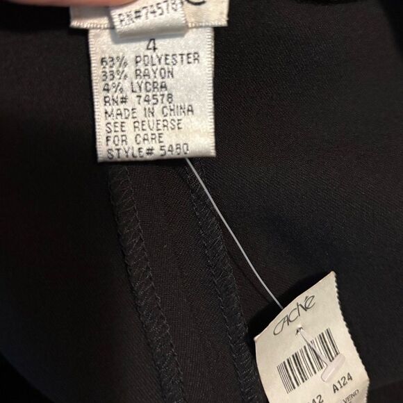 Vintage 90's Y2K Cache Black White Lace Trim Side Slit Dress Pants Size 4 NEW - Picture 8 of 9